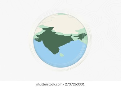Stylized Map of India with Neighboring Areas. Map in a modern, minimalistic style with soft gradient colors.