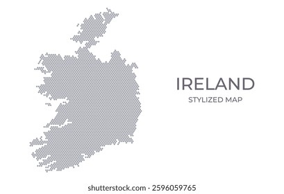 Stylized map of the Ireland made from honeycomb. A simple map of the country in a minimalistic form for presentations, posters, and other designs.