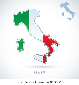 Stylized map of Italy. Vector. Editable.