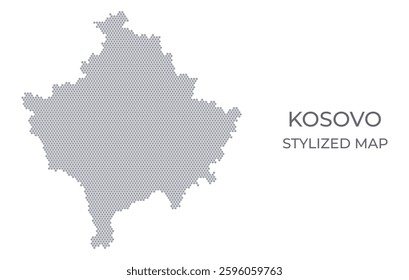 Stylized map of the Kosovo made from honeycomb. A simple map of the country in a minimalistic form for presentations, posters, and other designs.