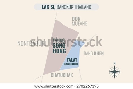 Stylized Map of LAK SI District, Bangkok Thailand