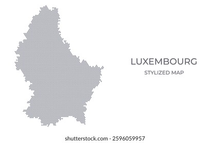 Stylized map of the Luxembourg made from honeycomb. A simple map of the country in a minimalistic form for presentations, posters, and other designs.