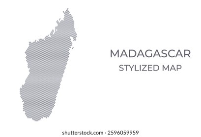 Stylized map of the Madagascar made from honeycomb. A simple map of the country in a minimalistic form for presentations, posters, and other designs.