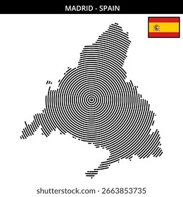 Mapa estilizado de Madrid mostrando a sua geografia