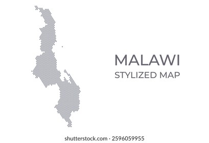 Stylized map of the Malawi made from honeycomb. A simple map of the country in a minimalistic form for presentations, posters, and other designs.