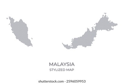 Stylized map of the Malaysia made from honeycomb. A simple map of the country in a minimalistic form for presentations, posters, and other designs.