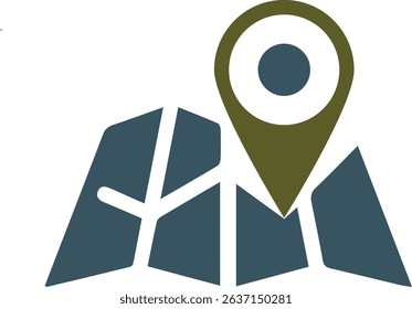 Stylized map marker icon with location details