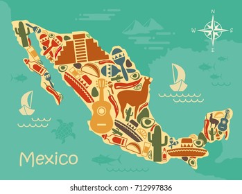 Stylized Map Russia Symbols Culture Nature Stock Vector (royalty Free 