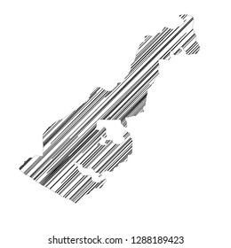 Stylized map of Monaco with black hatchings