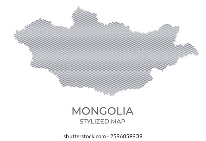 Stylized map of the Mongolia made from honeycomb. A simple map of the country in a minimalistic form for presentations, posters, and other designs.
