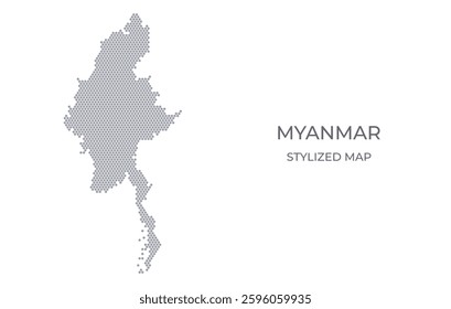 Stylized map of the Myanmar made from honeycomb. A simple map of the country in a minimalistic form for presentations, posters, and other designs.