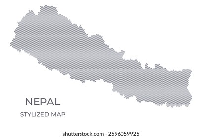 Stylized map of the Nepal made from honeycomb. A simple map of the country in a minimalistic form for presentations, posters, and other designs.