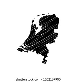 
Stylized map of Netherlands with white hatchings.