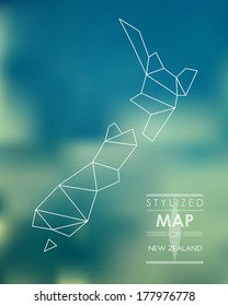 Stylized map of New Zealand. map concept