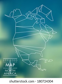 Stylized map of North America. map concept