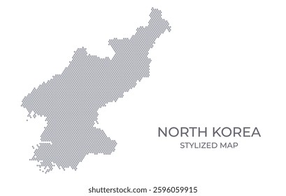 Stylized map of the North Korea made from honeycomb. A simple map of the country in a minimalistic form for presentations, posters, and other designs.