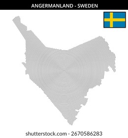 Stylized map outline of Angermanland showcasing its flag