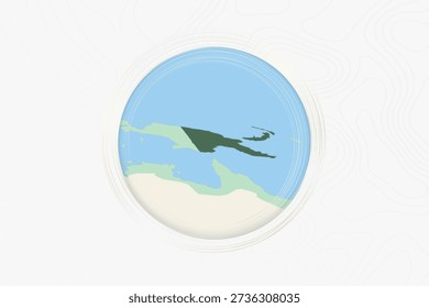 Mapa Estilizado de Papua Nova Guiné com Áreas Vizinhas. Mapa em um estilo moderno e minimalista com cores suaves gradientes.