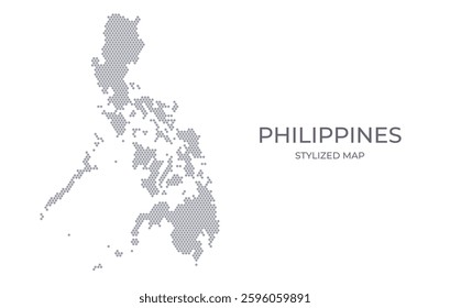 Stylized map of the Philippines made from honeycomb. A simple map of the country in a minimalistic form for presentations, posters, and other designs.