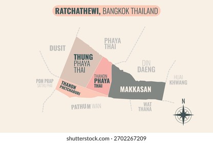 Mapa Estilizado de PHRA KHANONG District, Bangkok Tailândia