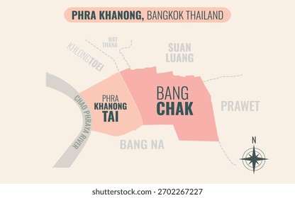 Mapa Estilizado de PHRA KHANONG District, Bangkok Tailândia