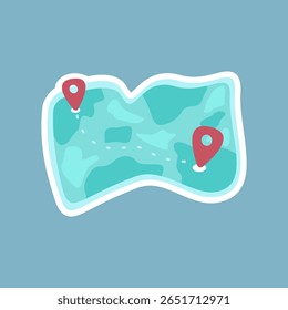 Stylized map with pin markers, ideal for travel, navigation, or location-based app promotion.