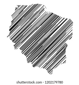 Stylized map of Poland with black hatchings.