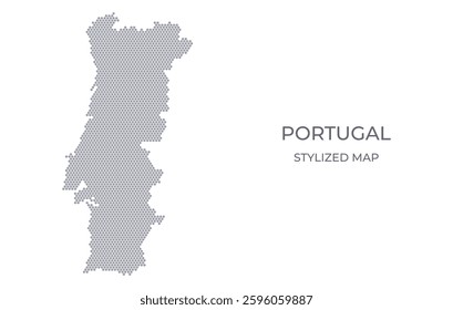 Stylized map of the Portugal made from honeycomb. A simple map of the country in a minimalistic form for presentations, posters, and other designs.
