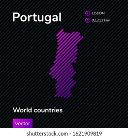 Stylized map of Portugal in violet and black colors