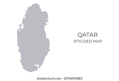 Stylized map of the Qatar made from honeycomb. A simple map of the country in a minimalistic form for presentations, posters, and other designs.