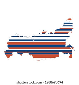 Stylized map of Russia with colored hatchings. CMYK code of colors come from the flag of Russia. Also, proportion of colors, in percentages, is like in the flag of Russia