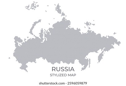 Stylized map of the Russia made from honeycomb. A simple map of the country in a minimalistic form for presentations, posters, and other designs.