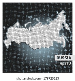 Stylized map of Russia with ribbon texture - vector illustration 