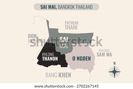 Stylized Map of SAI MAI District, Bangkok Thailand