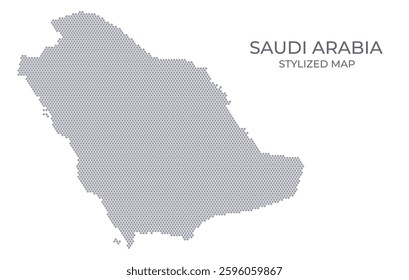 Stylized map of the Saudi Arabia made from honeycomb. A simple map of the country in a minimalistic form for presentations, posters, and other designs.