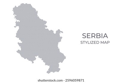 Stylized map of the Serbia made from honeycomb. A simple map of the country in a minimalistic form for presentations, posters, and other designs.
