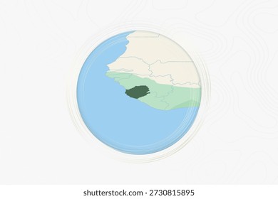 Stilisierte Karte von Sierra Leone mit Nachbargebieten. Karte in einem modernen, minimalistischen Stil mit sanften Farbverlauf.
