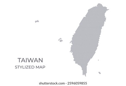 Stylized map of the Taiwan made from honeycomb. A simple map of the country in a minimalistic form for presentations, posters, and other designs.