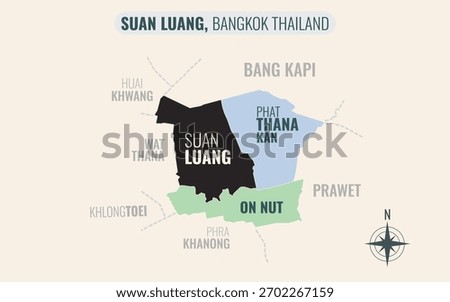 Stylized Map of TALING CHAN District, Bangkok Thailand