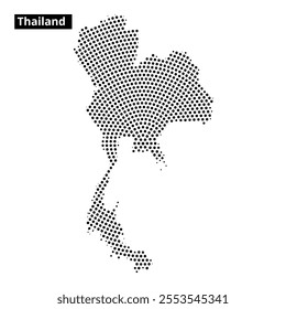 A stylized map of Thailand is displayed using dotted patterns, highlighted against a minimalistic background.