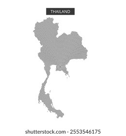 A stylized map of Thailand is displayed using dotted patterns, highlighted against a minimalistic background.