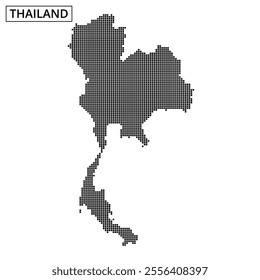 A stylized map of Thailand is displayed using dotted patterns, highlighted against a minimalistic background.