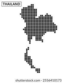 A stylized map of Thailand is displayed using dotted patterns, highlighted against a minimalistic background.