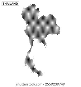 A stylized map of Thailand is displayed using dotted patterns, highlighted against a minimalistic background.