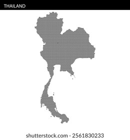 A stylized map of Thailand is displayed using dotted patterns, highlighted against a minimalistic background.