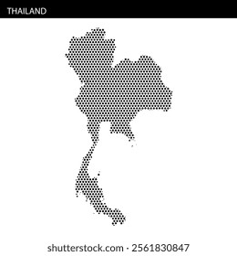 A stylized map of Thailand is displayed using dotted patterns, highlighted against a minimalistic background.