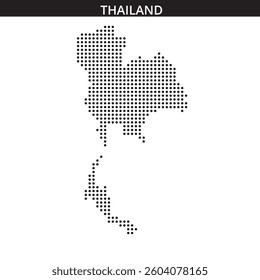 A stylized map of Thailand is displayed using dotted patterns, highlighted against a minimalistic background.