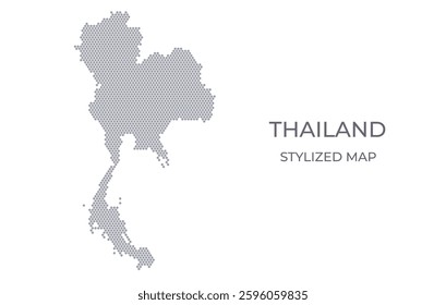 Stylized map of the Thailand made from honeycomb. A simple map of the country in a minimalistic form for presentations, posters, and other designs.
