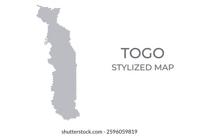 Stylized map of the Togo made from honeycomb. A simple map of the country in a minimalistic form for presentations, posters, and other designs.