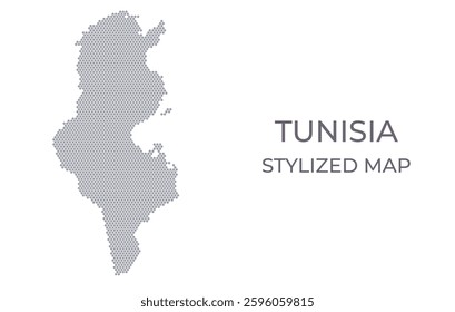 Stylized map of the Tunisia made from honeycomb. A simple map of the country in a minimalistic form for presentations, posters, and other designs.